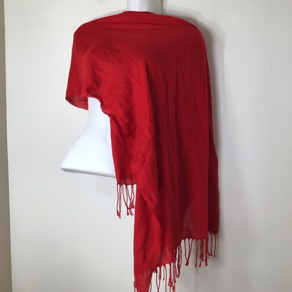 Italy red fringe scarf